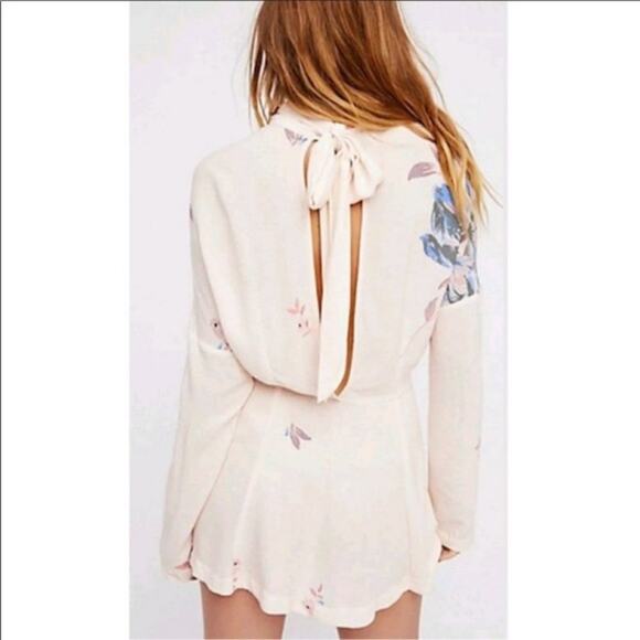 Free People Gemma Floral Tunic Cream Size XS - Picture 2 of 10